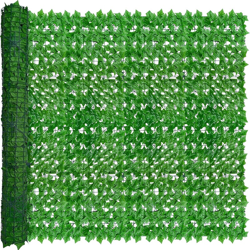 ODTORY Artificial Ivy Privacy Fence Wall Screen: 72 X144 in UV-Anti Faux Greenery Backdrop Ivy Vine Leaf Hedges Fence Panels for Patio, Balcony, Garden, Backyard Indoor Outdoor Light Green Decor - Image 1